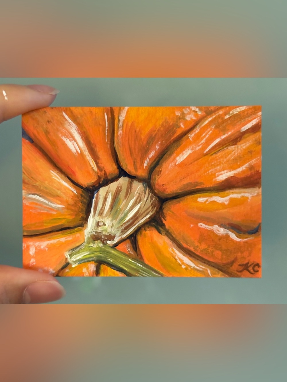ACEO Original Giant Pumpkin Patch Fall Autumn Squash Harvest - PaperTrailbyKC